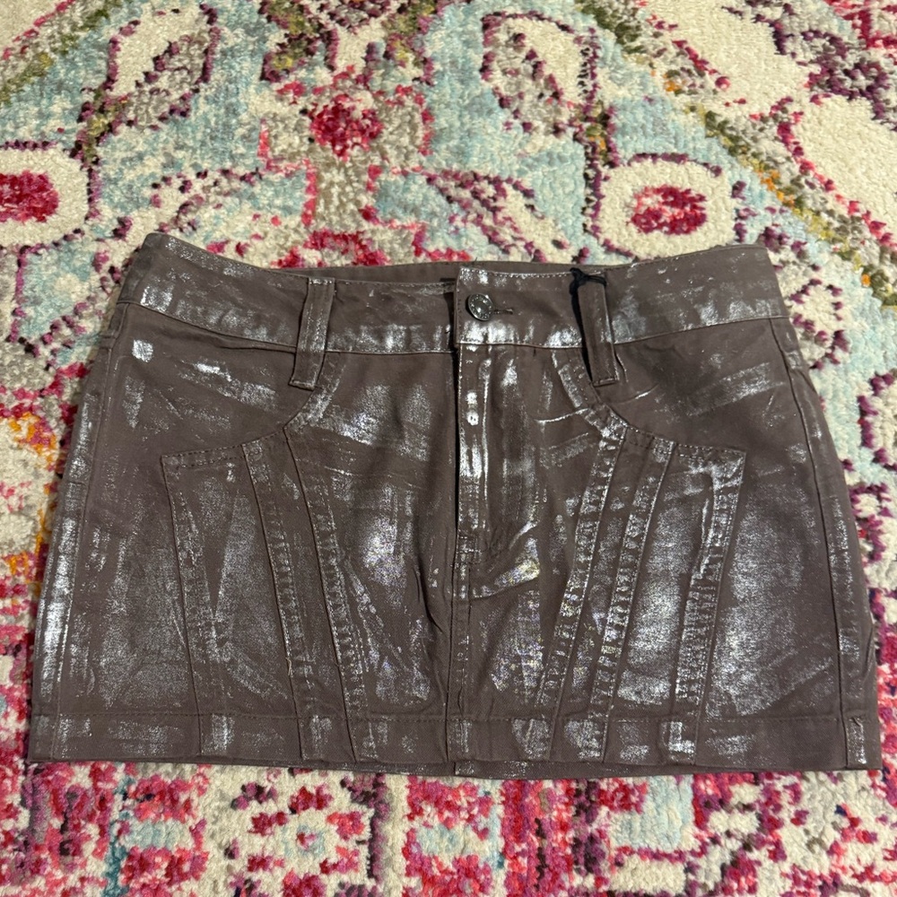 Forever 21 Brown and Silver Mini Skirt